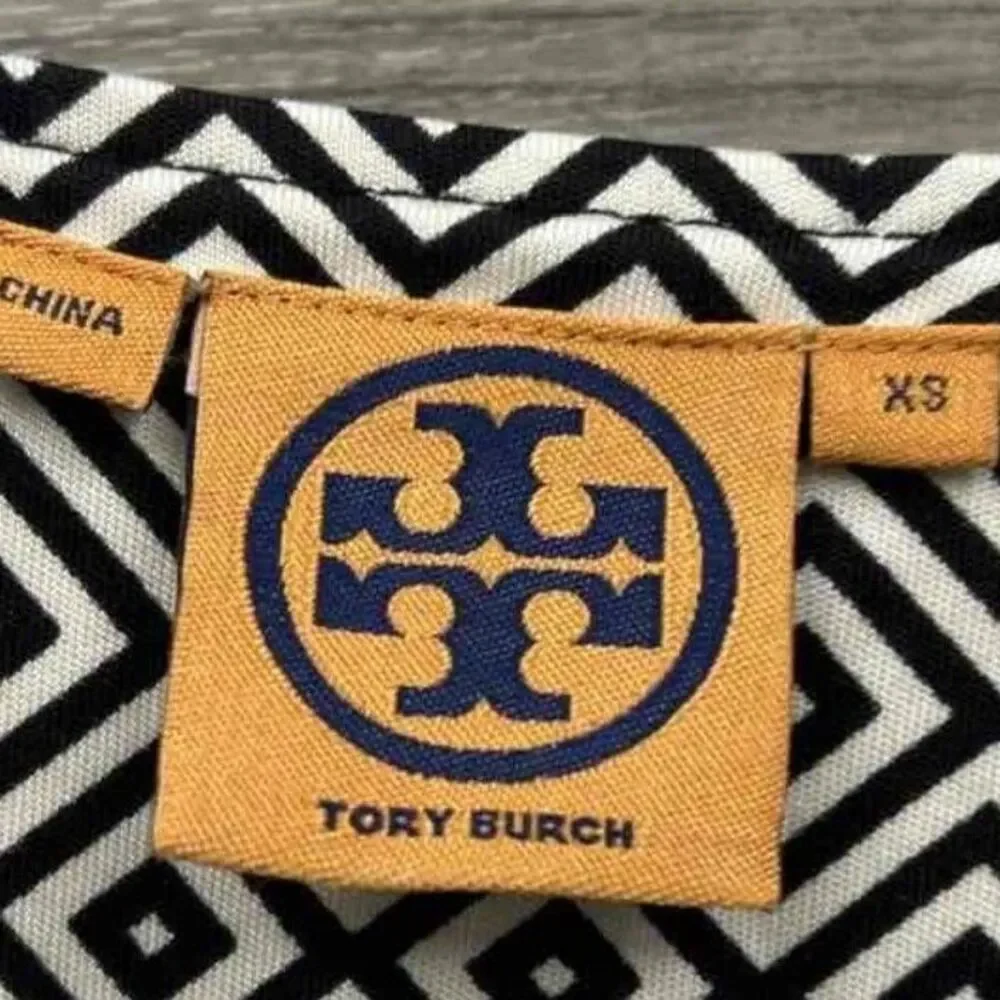 Tory Burch Black & White Silk Wrap Dress - Size XS